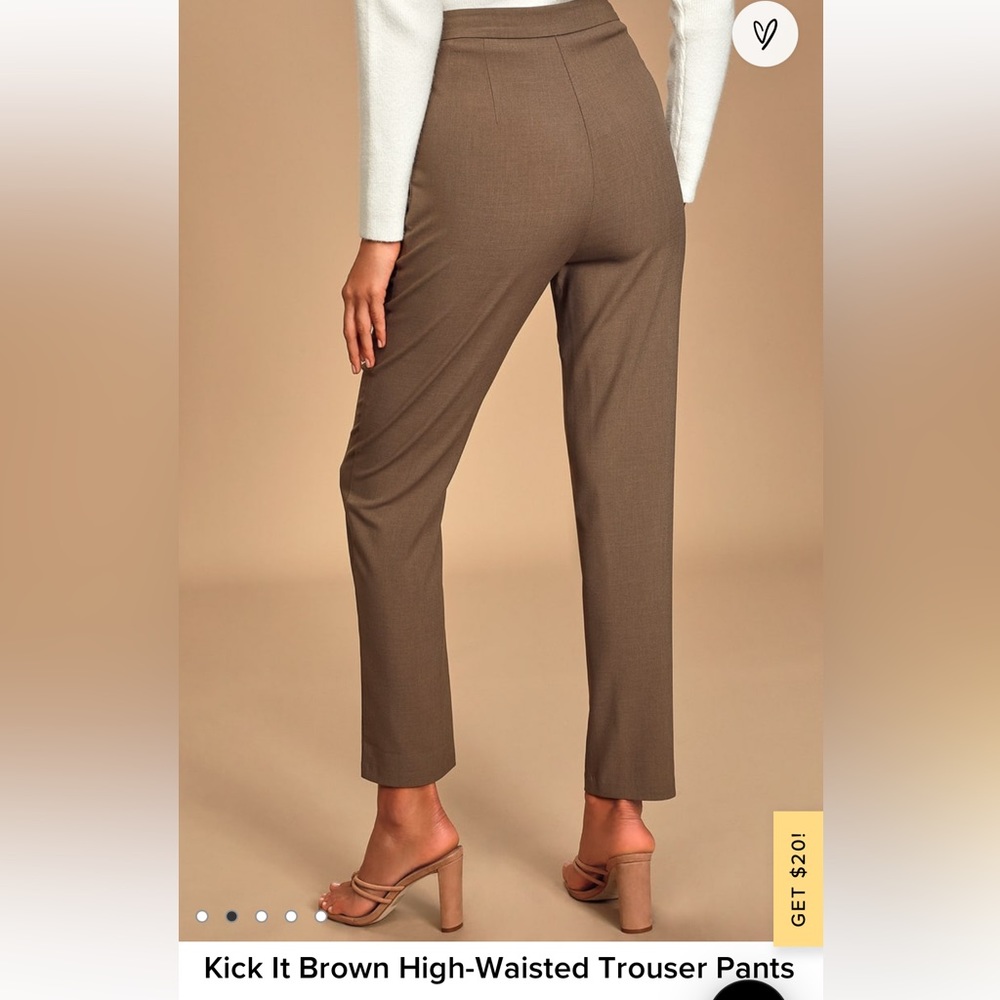 Lulu's Kick It Brown High-Waisted Trouser Pants Small 26 27 Women